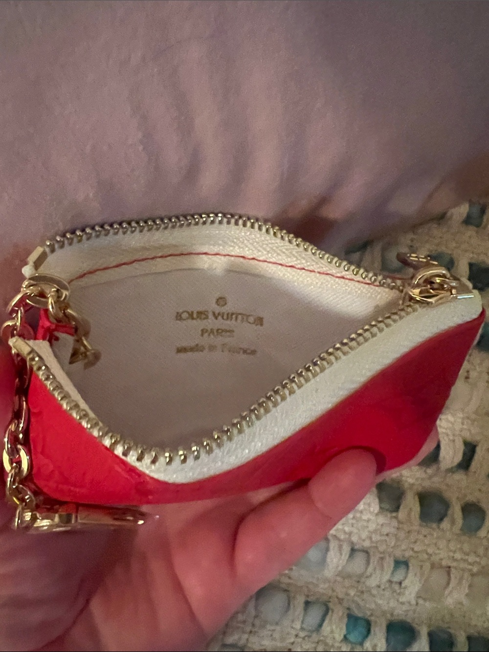 INSPIRED Red Embossed Coin Pouch with Gold Chain - Picture 2 of 2